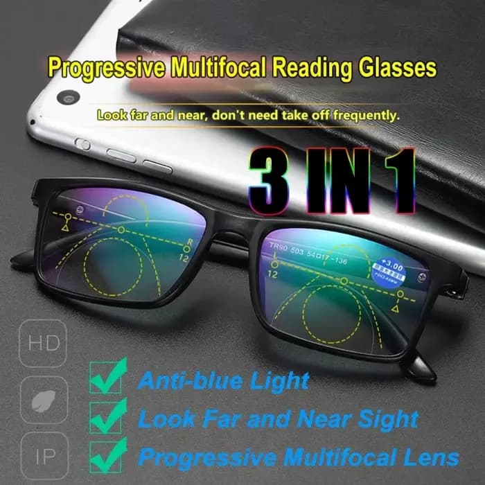 Lunettes de lecture progressives bifocales anti-lumière bleue