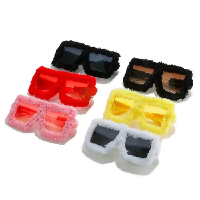 Lunettes de soleil carrées surdimensionnées en velours pour femmes