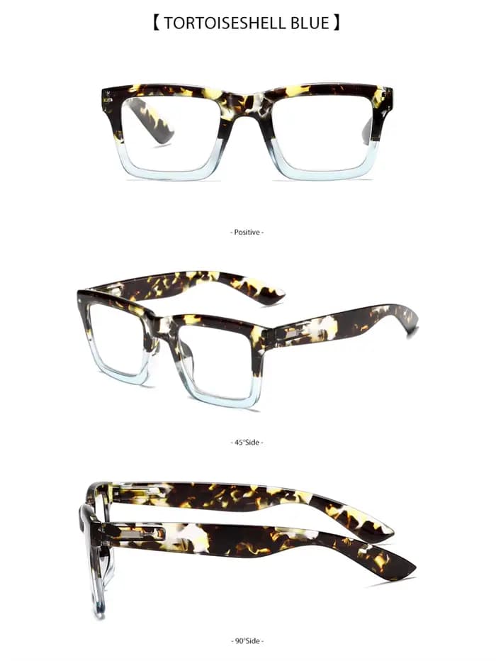 1 paire de lunettes de lecture élégantes et confortables à monture large, anti-lumière bleue, adaptées aux hommes et aux femmes