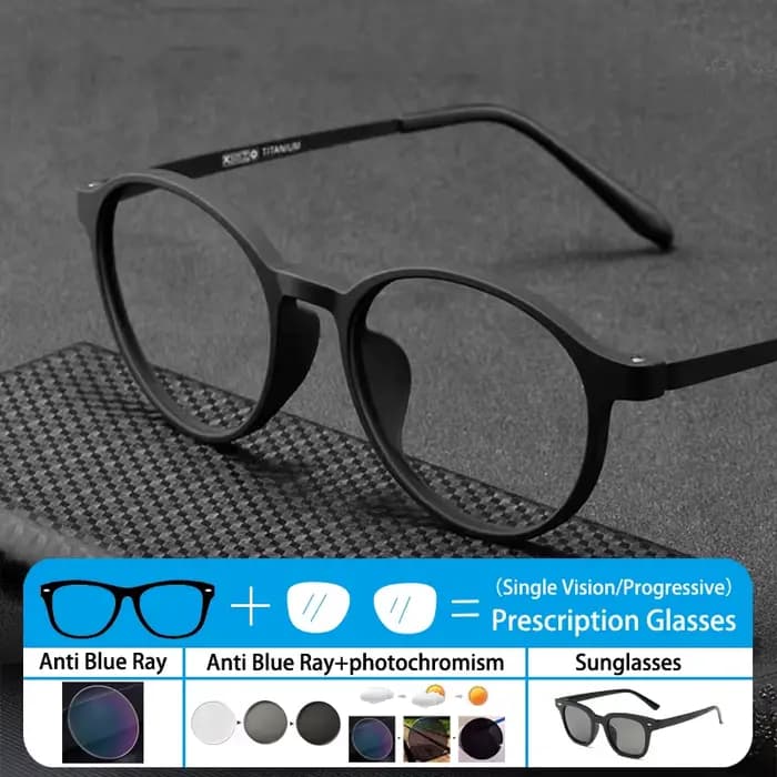 Lunettes en titane à monture ronde Vintage pour hommes