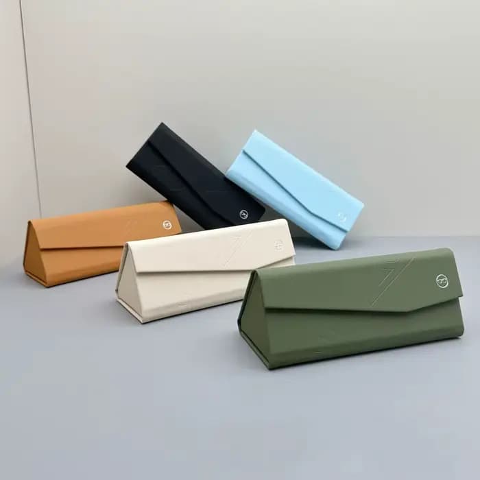 Étui à lunettes portable rétro pliable 2026 – Boîte de rangement minimaliste en cuir