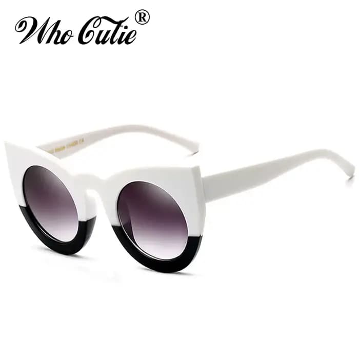 WHO CUTIE 2024 lunettes de soleil rondes œil de chat femmes marque concepteur 90S Vintage blanc noir femme Cateye