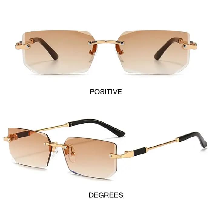 Lunettes de soleil rectangulaires sans monture pour femmes et hommes