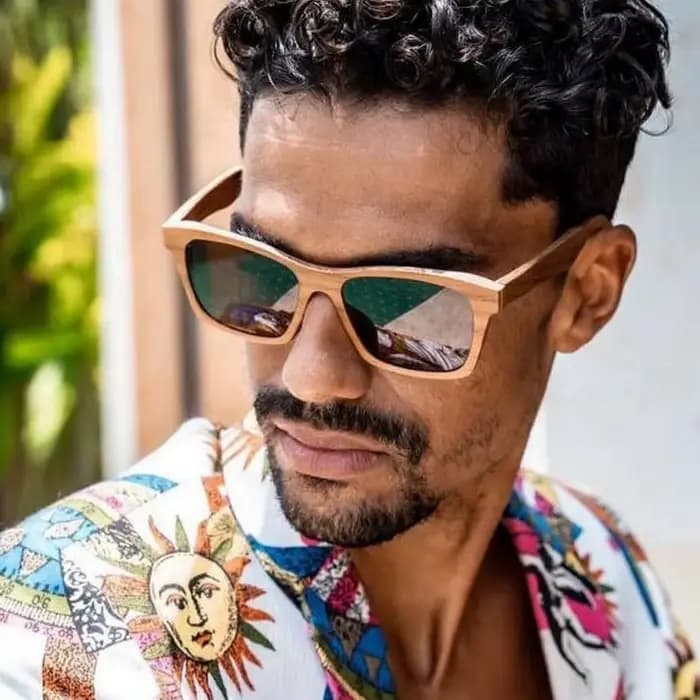 Lunettes de soleil carrées unisexes en bambou pour hommes et femmes