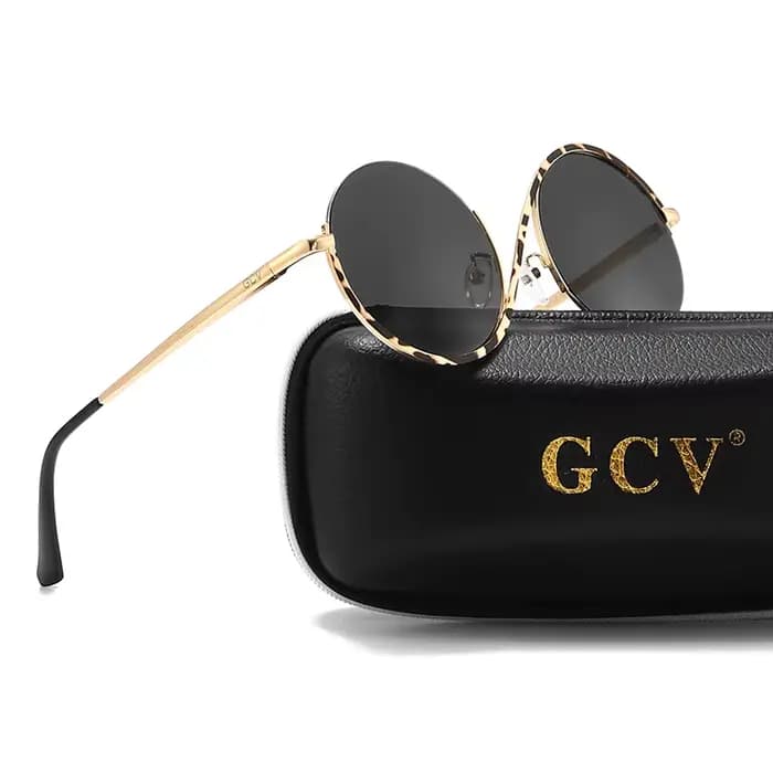 GCV marque offre spéciale avant-gardiste personnalité femmes femme magnifique lunettes de soleil cadre rond