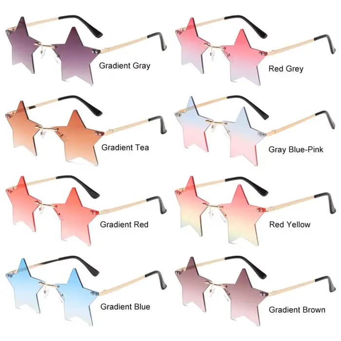Lunettes de soleil en forme d'étoile sans monture pour femmes et hommes