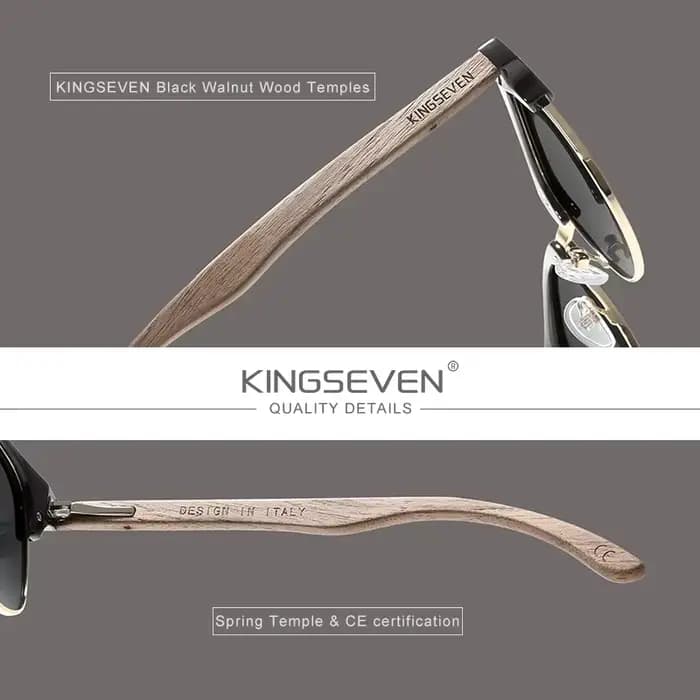 KINGSEVEN marque noyer lunettes de soleil hommes femmes polarisées UV400 lentille bois cadre rond