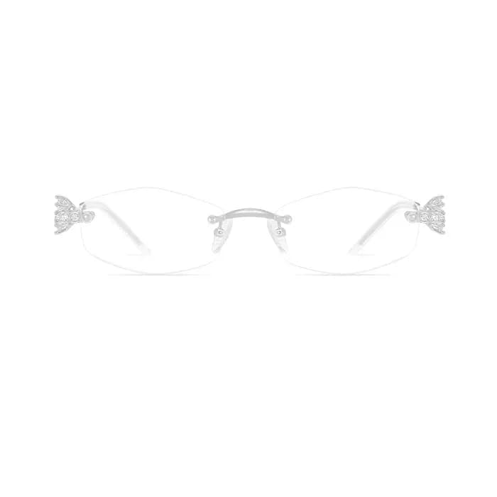 MOMOJA Nouvelle Mode Élégante Lunettes Sans Monture pour Femmes Ultra Légères Rétro Tendance Diamant Incrusté