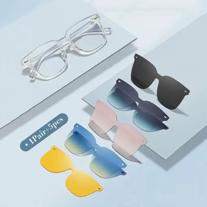 Lunettes 1 pièce avec 5 lentilles interchangeables, unisexe pour hommes et femmes, interrupteur librement des couleurs