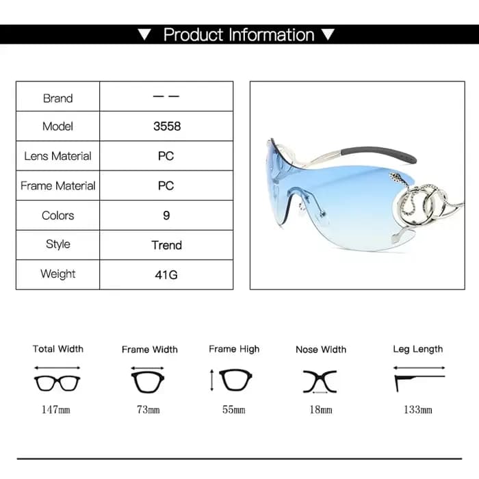 Y2k – lunettes de soleil sans bords pour femmes