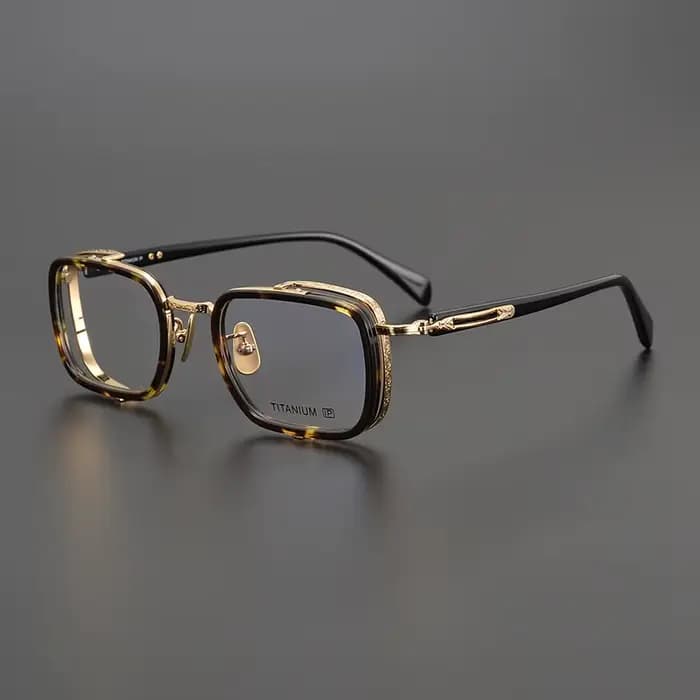 Vintage acétate titane lunettes cadre hommes carré Prescription myopie