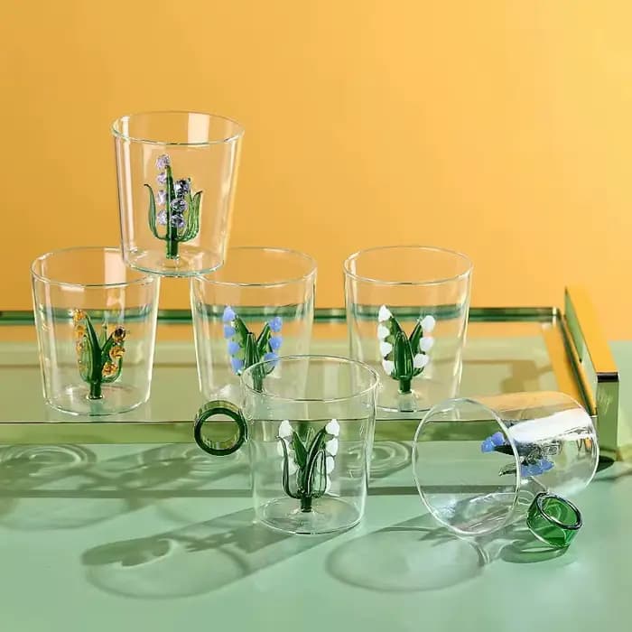 Muguet de mai Cadeau de tasse en verre pour amoureux, faveurs de mariage créatives, verre à vin, tasse à café, bière, tasse à thé, romantique, vente en gros