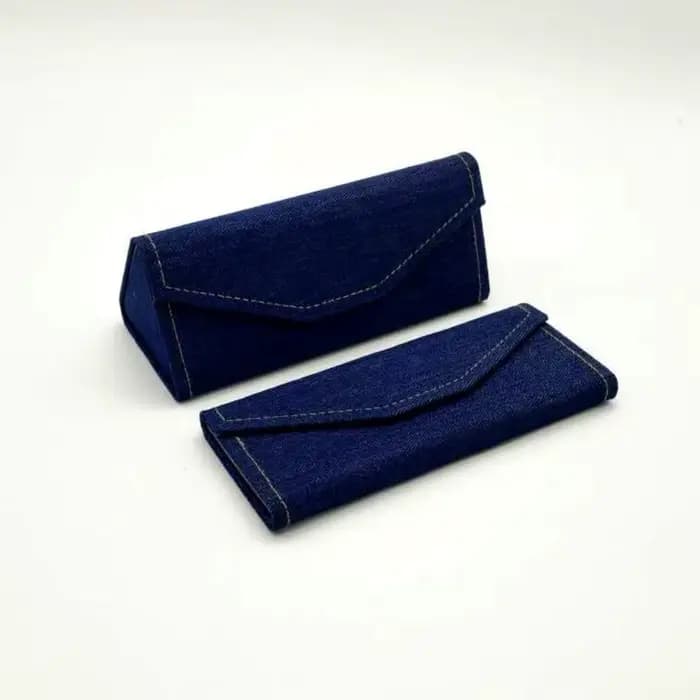 Étui à lunettes pliant Triangle en tissu Denim