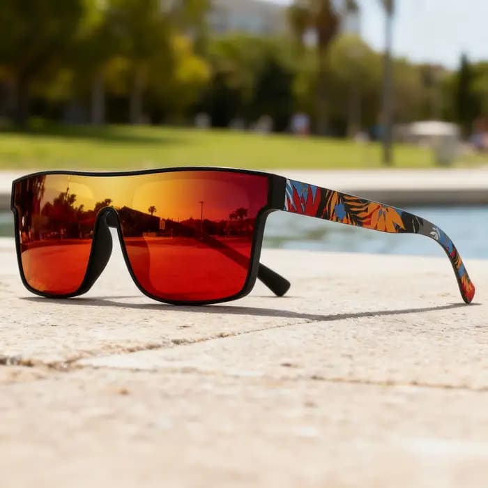 Lunettes de soleil de sport carrées classiques à la mode – Temples à motifs