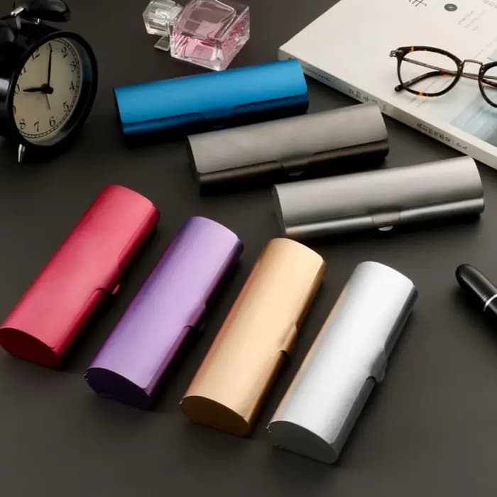 Étui à lunettes rigide en aluminium pour hommes et femmes