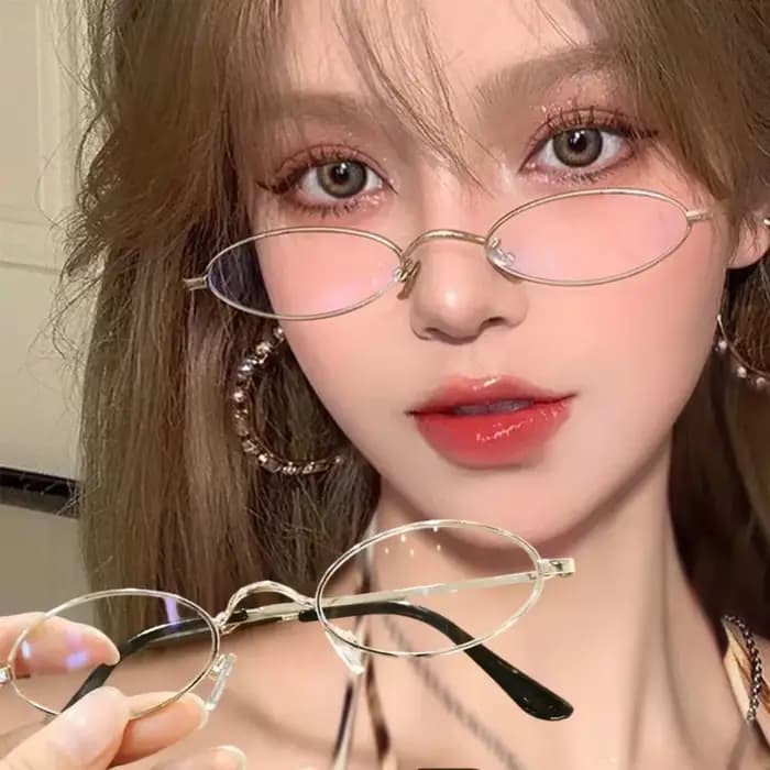 Lunettes ovales en métal Y2K pour femmes et filles