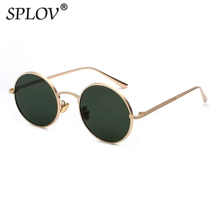 SPLOV rétro Style Punk hommes lunettes de soleil femmes Vintage rond cadre en métal lentille colorée