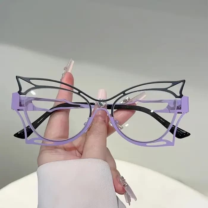KAMMPT lunettes en forme de papillon femmes mode jante creuse blocage de la lumière bleue montures optiques