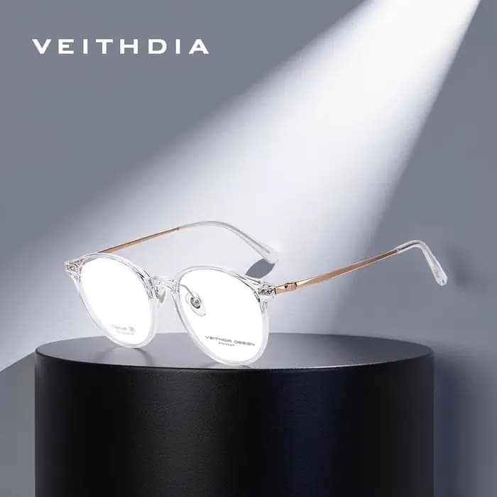 Lunettes optiques anti-lumière bleue de marque VEITHDIA, monture en titane TR90, anti-fatigue, pour lecture sur ordinateur, rondes, unisexes, E71F03