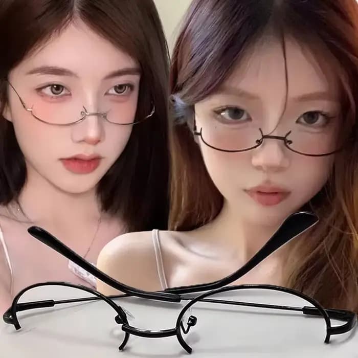 Harajuku demi-monture lunettes cadre unisexe Vintage ovale sans lentille optique
