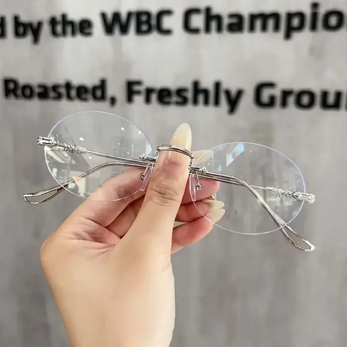 Lunettes ovales rétro sans cadre pour hommes et femmes