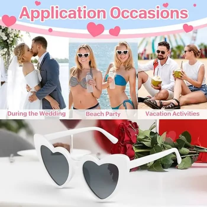 Ensemble de lunettes de soleil en forme de cœur pour fête