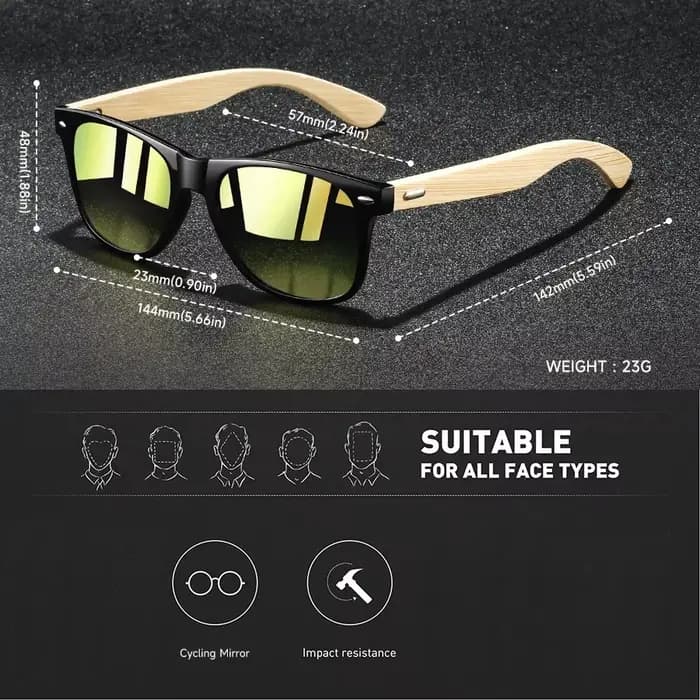 Lunettes de soleil carrées Vintage en bois de bambou pour hommes et femmes