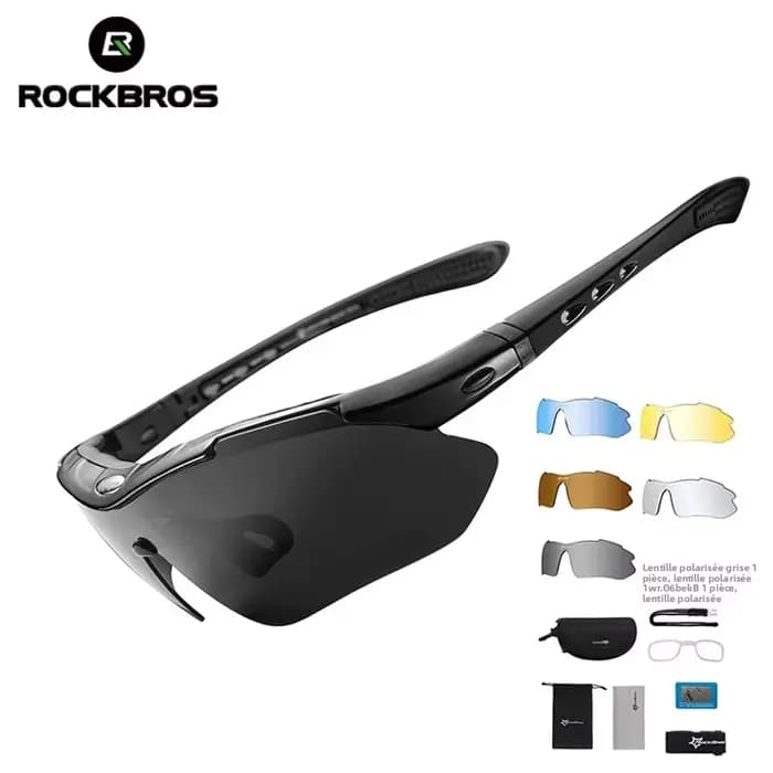 ROCKBROS – lunettes de soleil polarisées à 5 lentilles pour hommes et femmes, monture pour myopie, cyclisme sur route