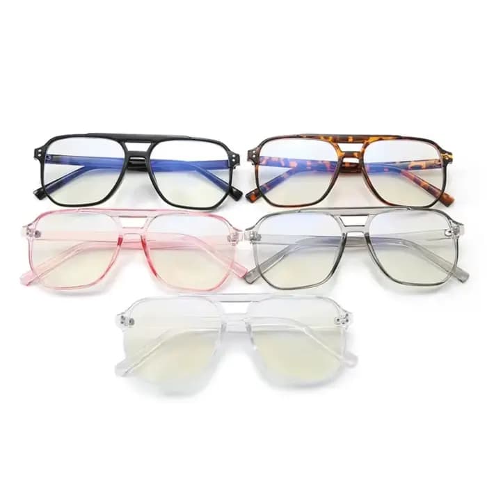 Lunettes transparentes anti-lumière bleue à double faisceau pour hommes et femmes