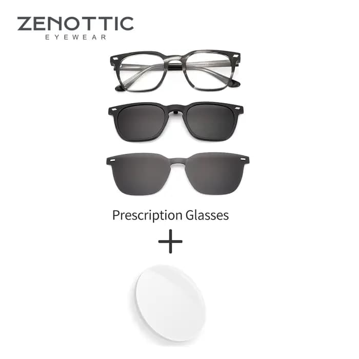 ZENOTTIC (taille L) Lunettes de vue polarisées magnétiques à clipser pour hommes