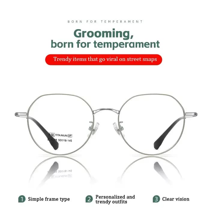 Lunettes de prescription progressives rondes entièrement en titane KAROS ﻿ Lentilles optiques