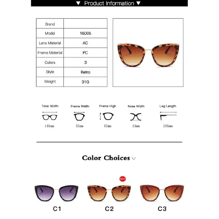 Lunettes de soleil œil de chat sexy pour femme