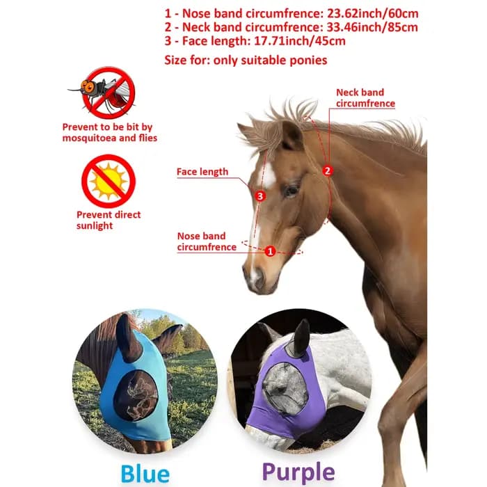 ‌ Masque anti-mouche de cheval de Protection UV