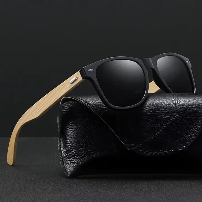 Lunettes de soleil vintage classiques en bois de bambou