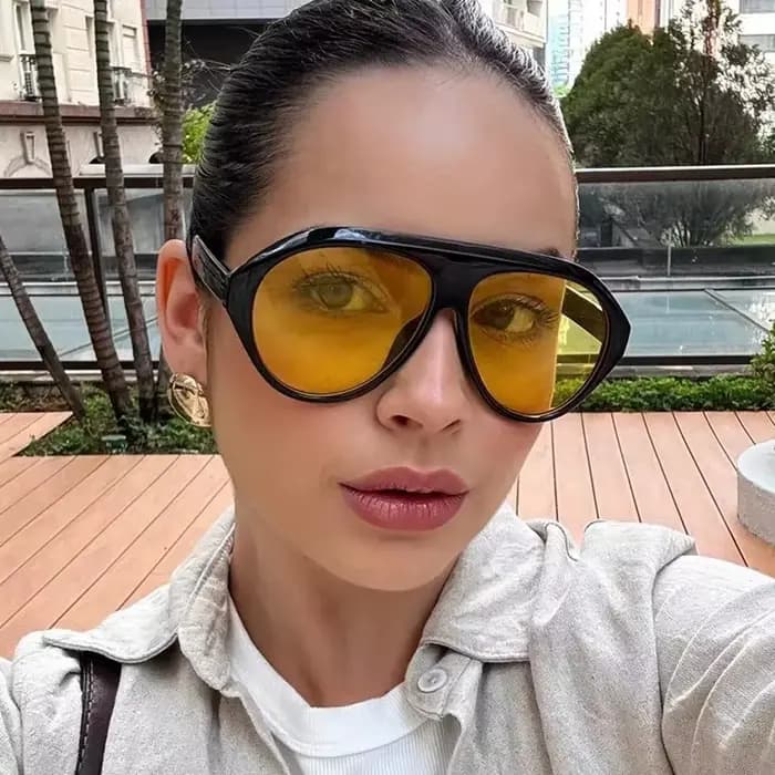 Lunettes de soleil aviateur à grande monture pour femmes