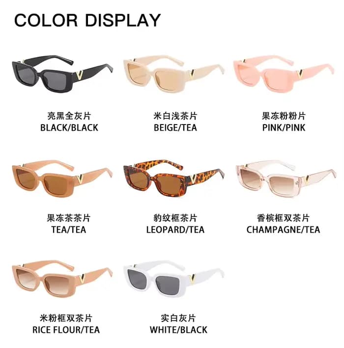 Lunettes de soleil rectangulaires en V de luxe pour hommes et femmes