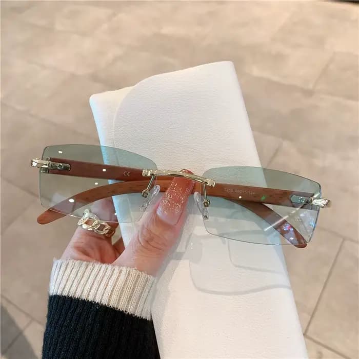 Lunettes de soleil rectangulaires sans bords pour hommes et femmes