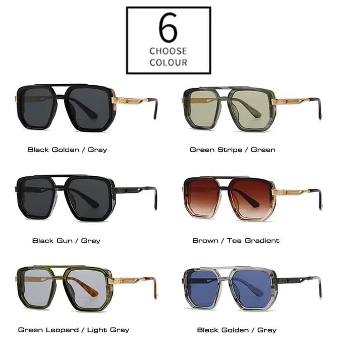 SO & EI Ins mode populaire Double ponts lunettes de soleil carrées femmes rétro Rivets bleu vert hommes Punk