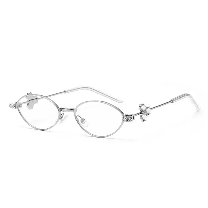 Nouvelle mode diamant embelli femmes personnalisé rue Snap lunettes cadre pur désir losange multi-angle métal