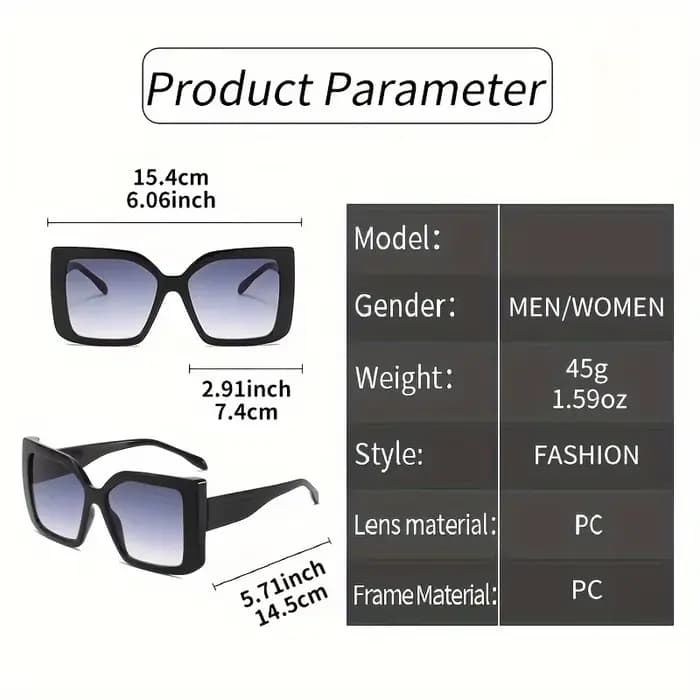 Lunettes carrées surdimensionnées à la mode