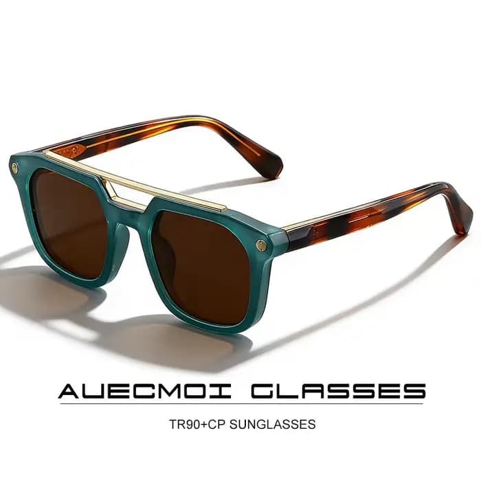 Lunettes de soleil carrées vintage camouflage double pont pour femmes et hommes