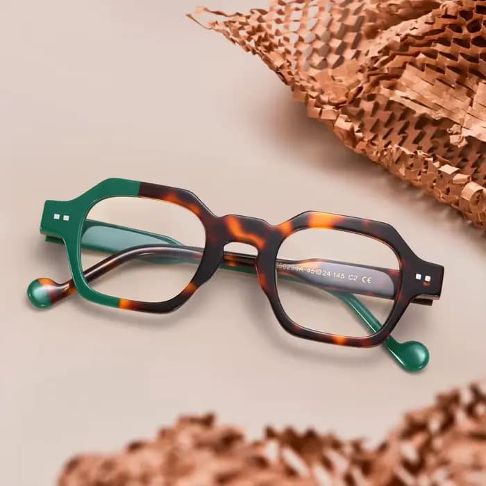 VZONE lunettes de déclaration pour femmes hommes acétate rétro cadre géométrique deux tons conception asymétrique accrocheur Unique