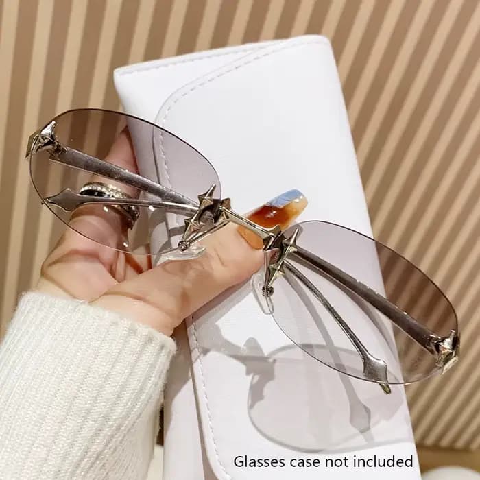 Lunettes de soleil ovales œil de chat sans cadre pour femmes