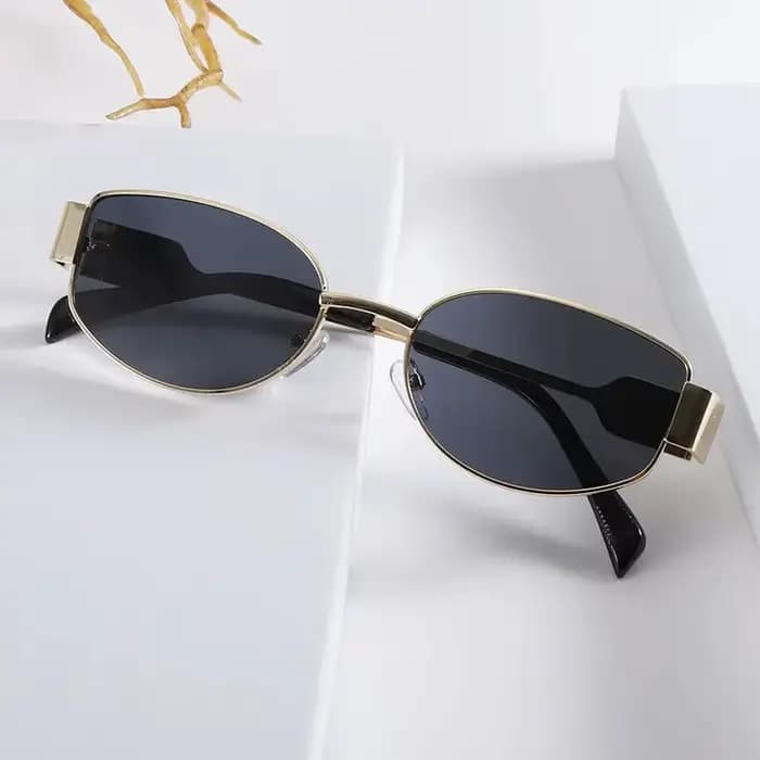 Nouvelles lunettes de soleil haut de gamme pour femmes, monture ovale en métal, lunettes de soleil pour hommes, style rétro européen et américain