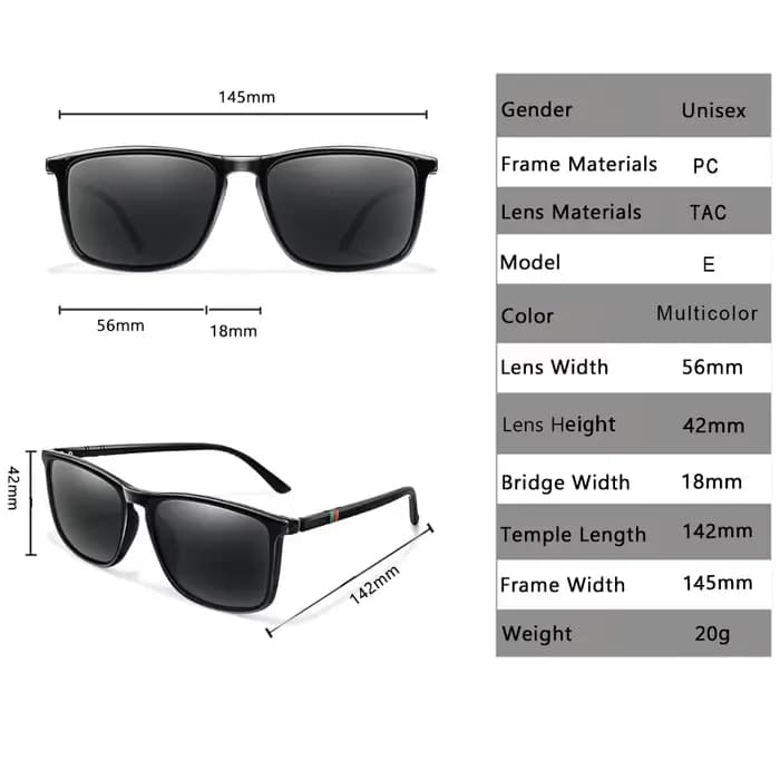 Lunettes de soleil carrées vintage polarisées pour hommes et femmes