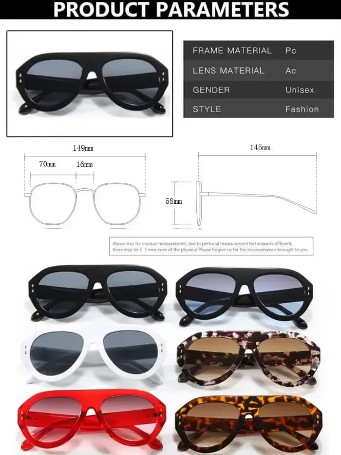 Lunettes de soleil vintage surdimensionnées pour femmes et hommes