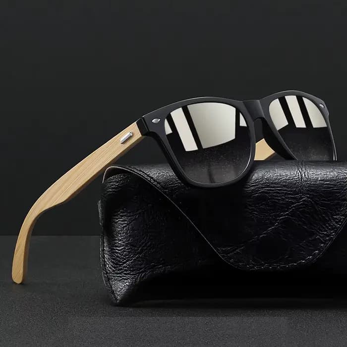 Lunettes de soleil carrées en bois de bambou vintage pour hommes et femmes