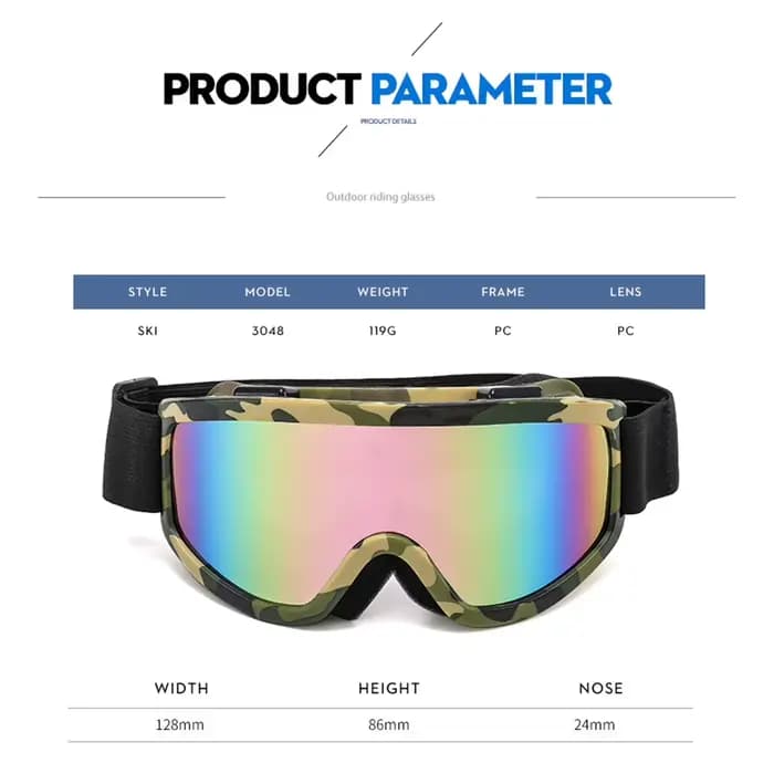 Lunettes de Ski à grand cadre avec lentille colorée