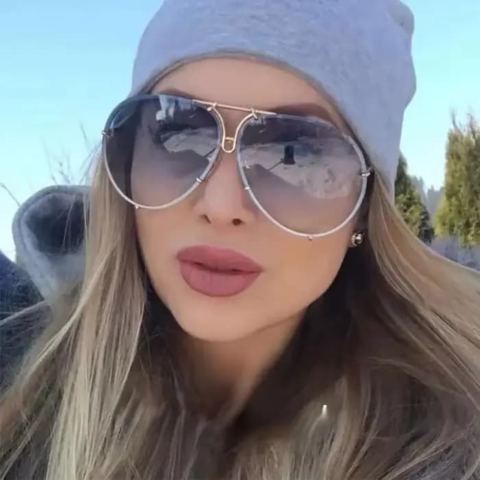 Nouveau pilote lunettes de soleil femmes surdimensionné luxe clair bleu