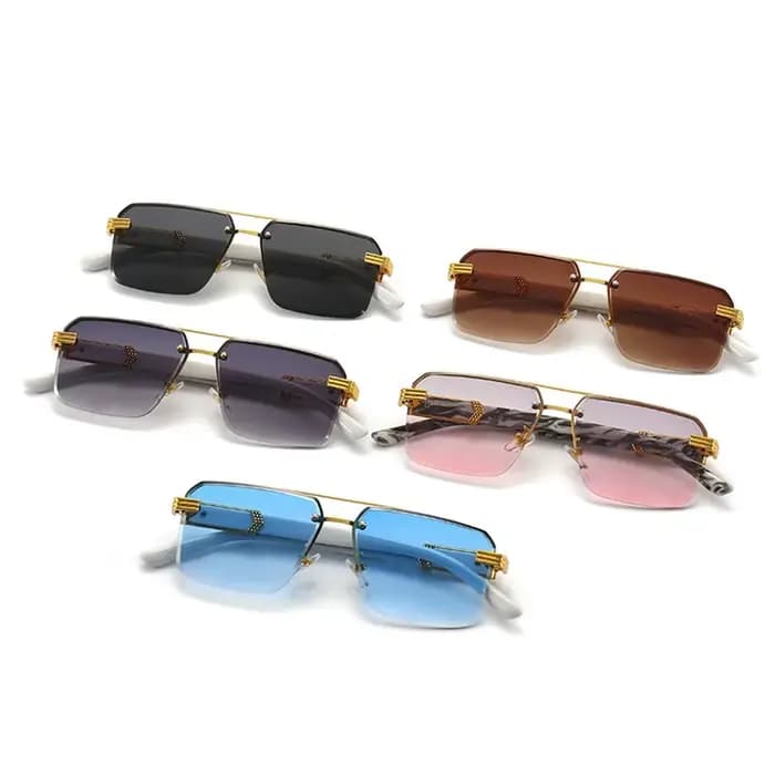 Lunettes de soleil carrées vintage sans monture pour hommes et femmes